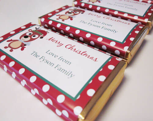 Personalised Christmas Chocolate Bars -  Rudolf Design