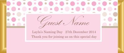 Personalised Chocolate Bar Favours - Pink & Brown Polka Dots
