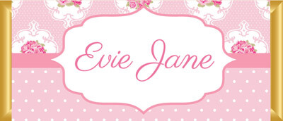 Personalised Chocolate Bar Favours - Pink Vintage Design