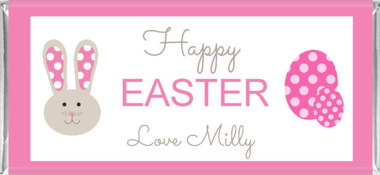 Personalised Chocolate Bar Favours - Pink Bunny Design