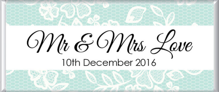 Personalised Chocolate Favors - Turquoise Lace