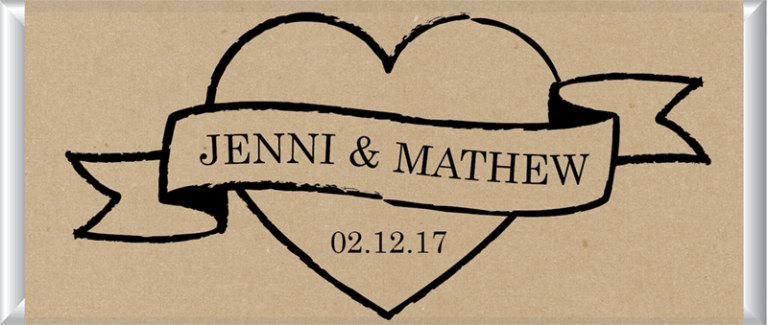 Personalised Kraft Paper Chocolate Bar Favours - Sweet Heart Design