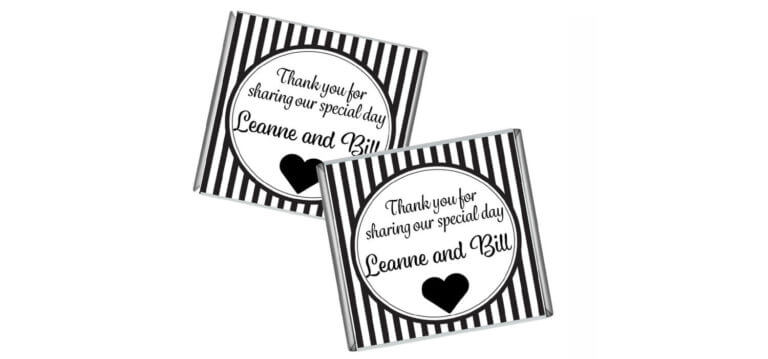 Black & White Striped Petite Personalised Chocolates