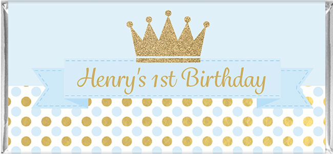 Blue & Gold Prince Crown Design Chocolate Favours