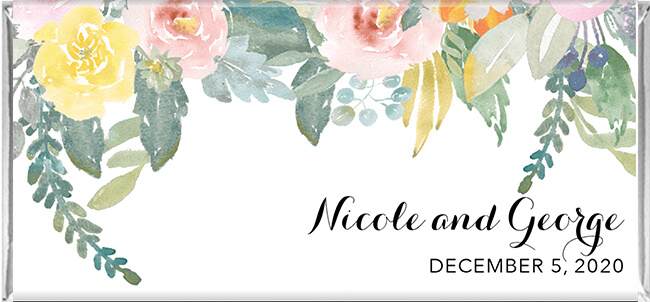 Watercolour Peonies Personalised Chocolate Favours