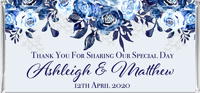 Personalised Chocolate Favours - Navy Floral Waterfall