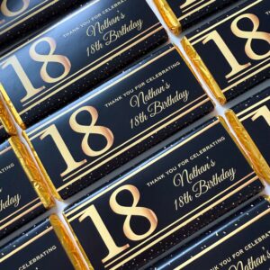 black gold birthday number chocolate bars