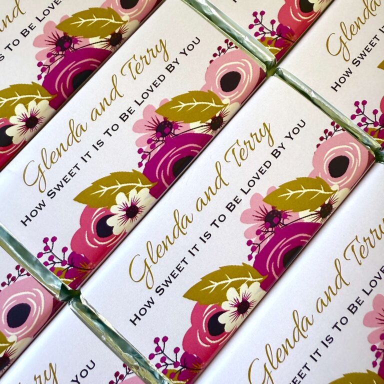 Pink & Gold Florals Personalised Chocolate Favours