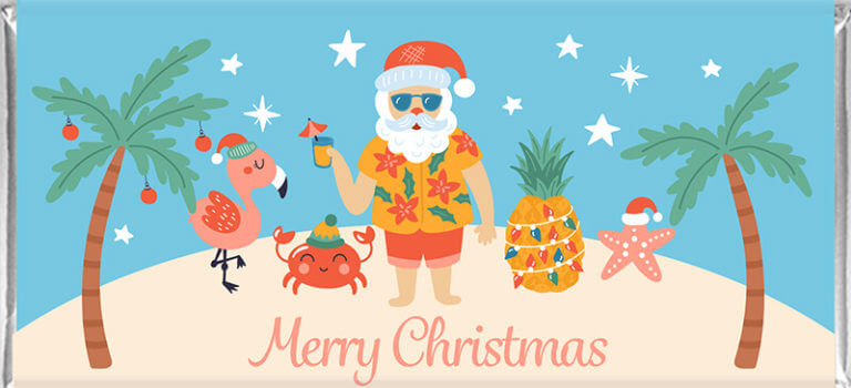 Christmas Chocolate Bar Favours - Tropical Santa