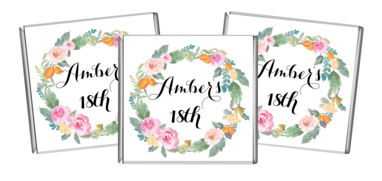 Peonie Wreathe Petite Personalised Chocolate Favours