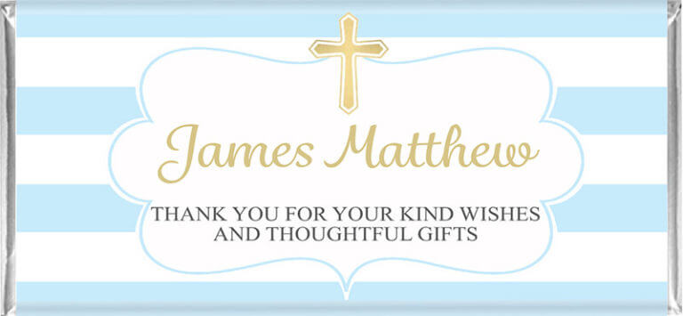 Personalised Chocolate Bomboniere - Blue & Gold Cross