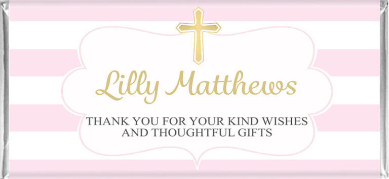 Personalised Chocolate Bomboniere - Pink & Gold Cross