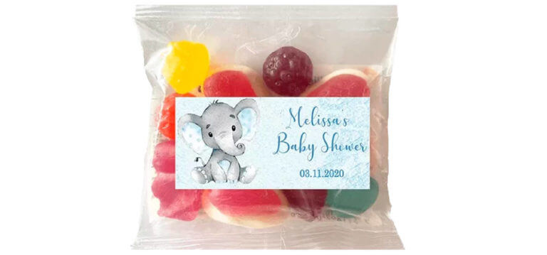 Blue Baby Elephant Personalised Lolly Bags