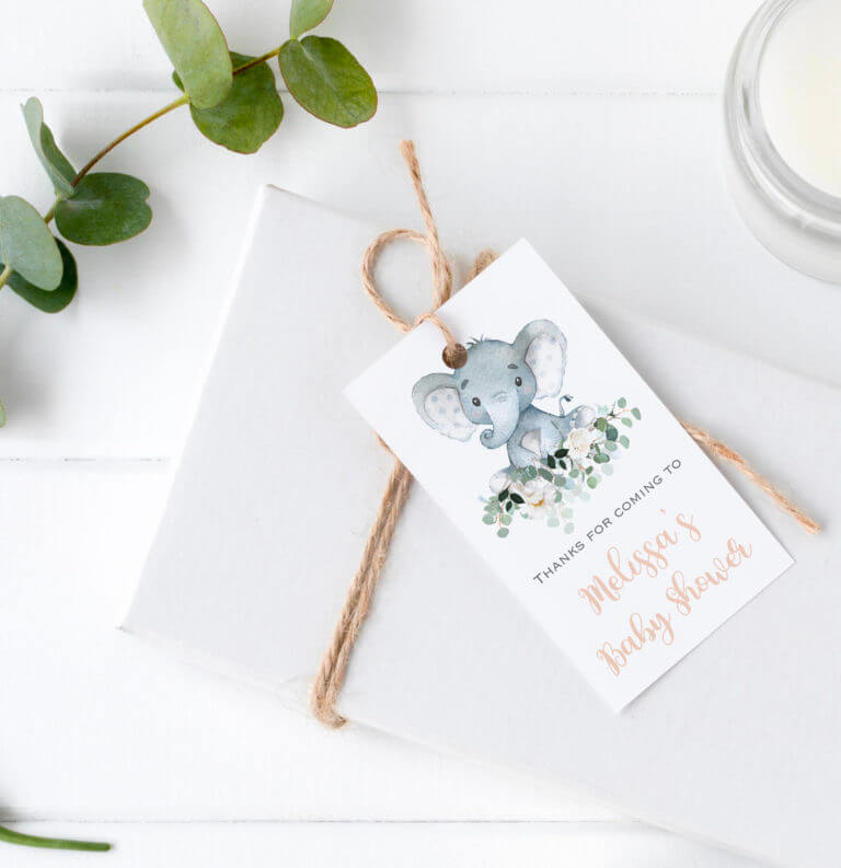 Personalised Gift Tags - Baby Elephant & Florals