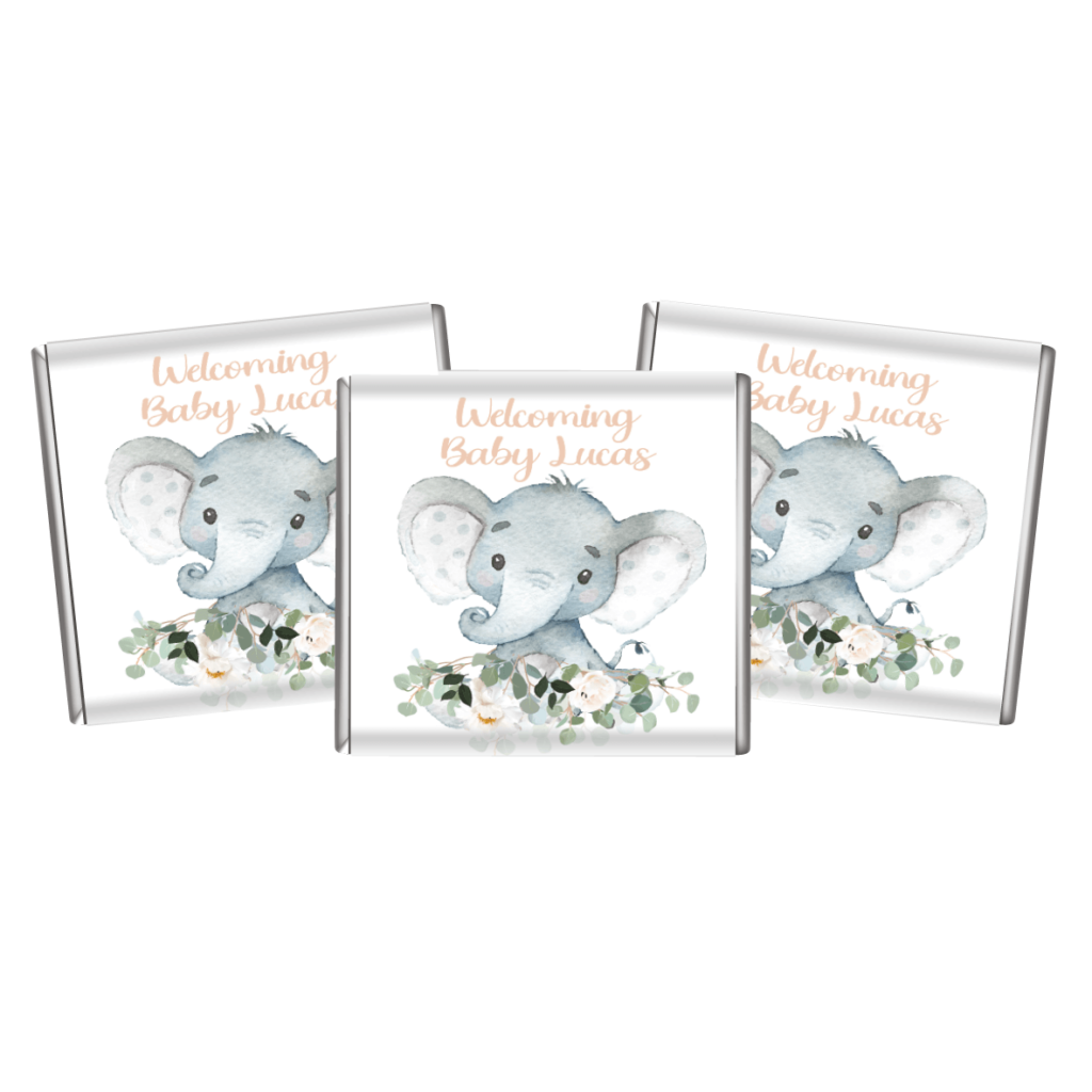 baby elephant & florals petite personalised chocolates