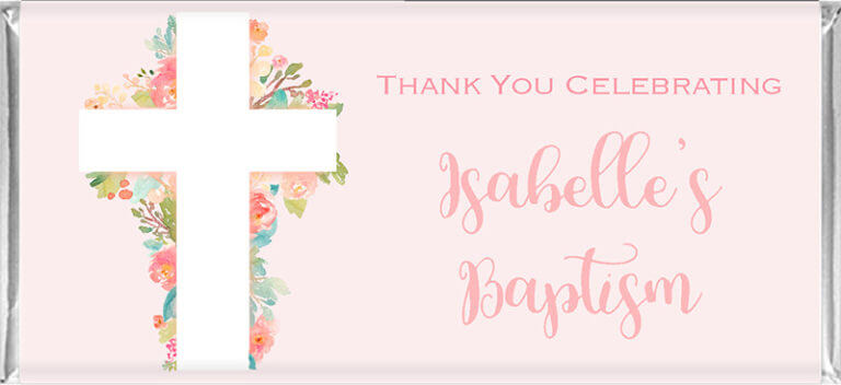 Pink Floral Cross Personalised Chocolate Bars