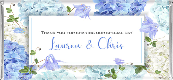 Blue & White Hydrangea Personalised Chocolates