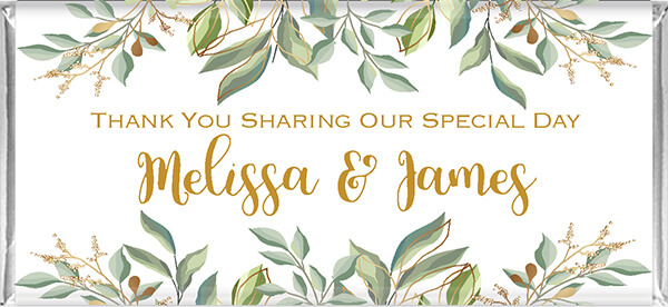 Eucalyptus Leaves & Gold Custom Chocolate Bars