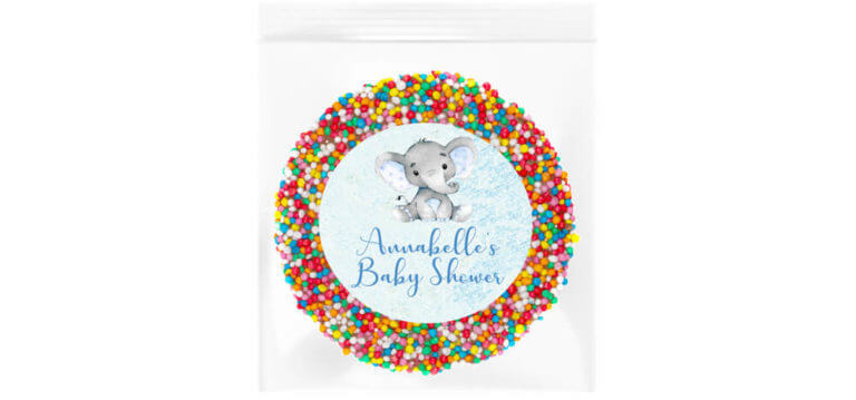Blue Baby Elephant Personalised Giant Chocolate Freckle