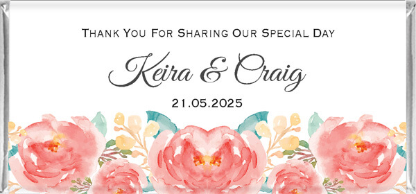 Watercolour Pink Peonies Personalised Chocolates
