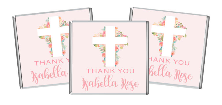 Pink Floral Cross Petite Custom Chocolates