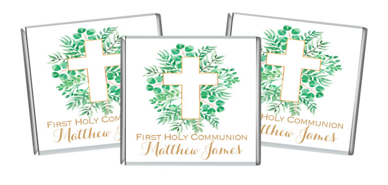 Leaves and Gold Cross Petite Custom Chocolates