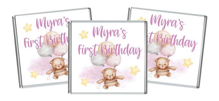 Teddy & Balloons Petite Personalised Chocolates
