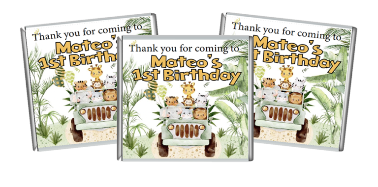 Cute Safari Animals Personalised Petite Chocolates