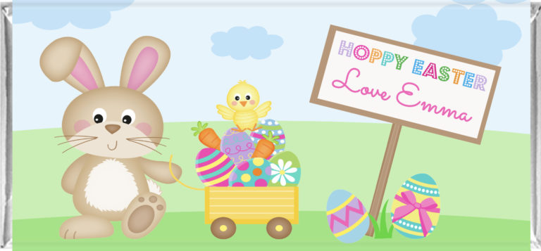 Bunny & Cart Personalised Easter Chocolate Bars