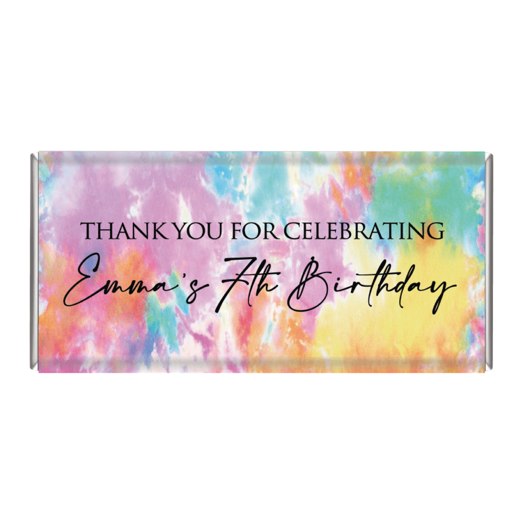 tie dye personalised chocolate bars