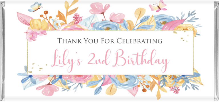 Watercolour Florals & Butterflies Personalised Chocolates