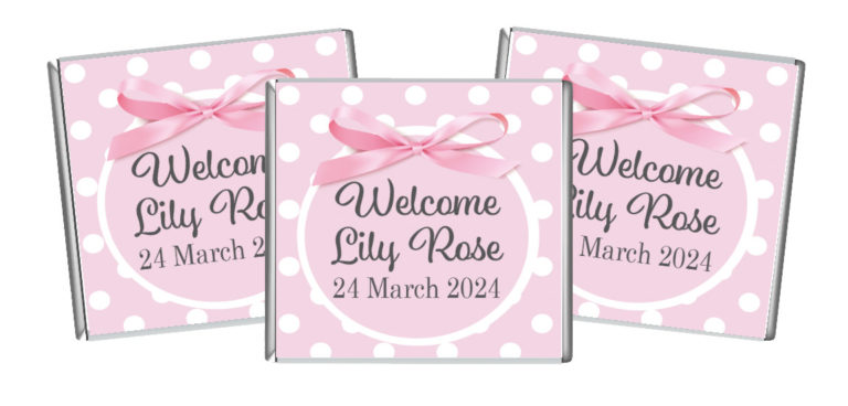 Pink Bow Petite Personalised Chocolates