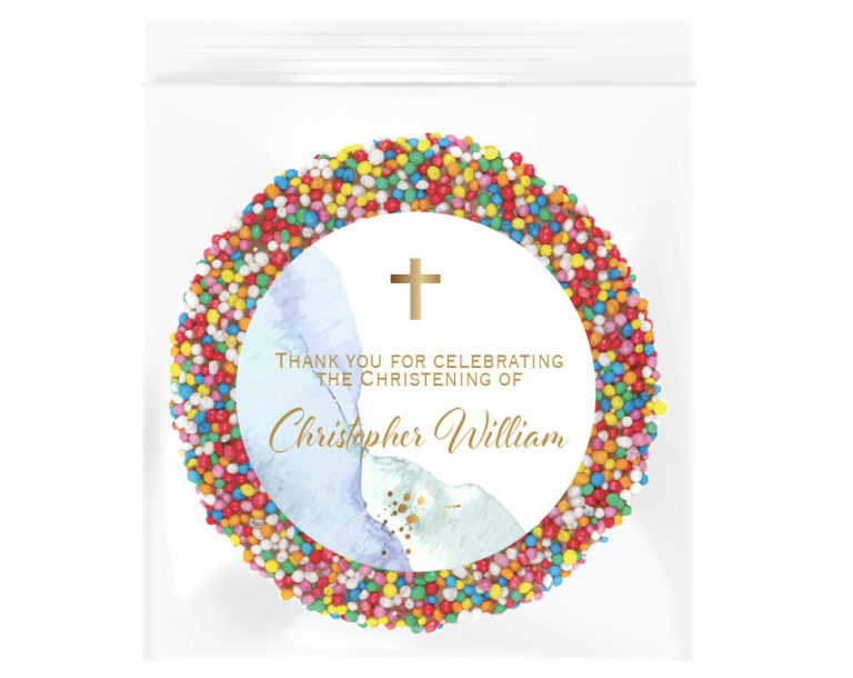 Blue & Turquoise Watercolour & Cross Giant Chocolate Freckle