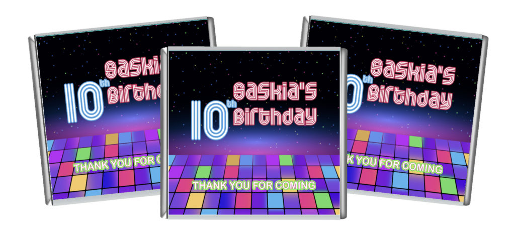 Neon Disco Theme Petite Personalised Chocolates
