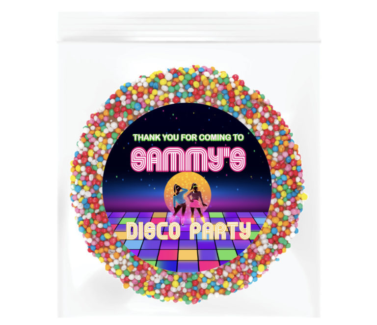 Disco Party Neon Theme Personalised Giant Chocolate Freckle