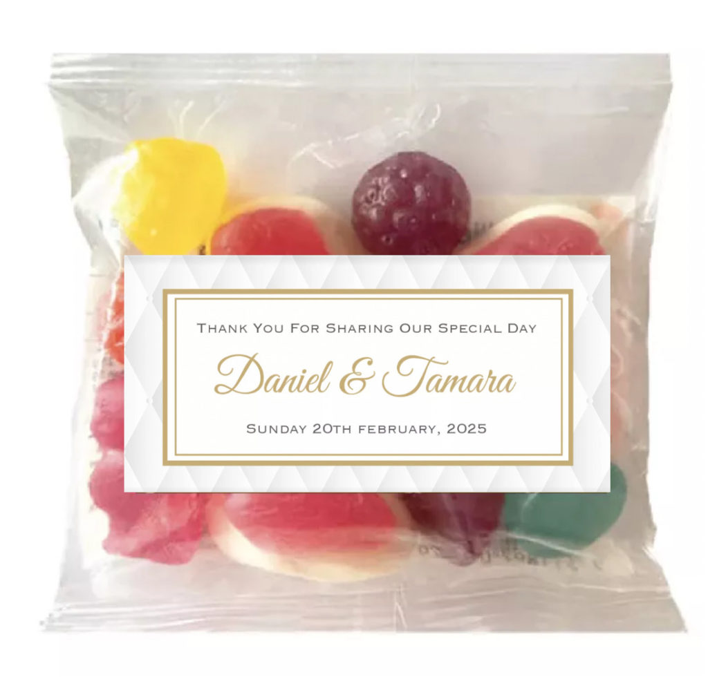 White & Gold Marble Design Personalised Lolly Bags