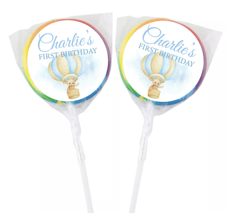 Teddy & Hot Air Balloon Personalised Lollipops