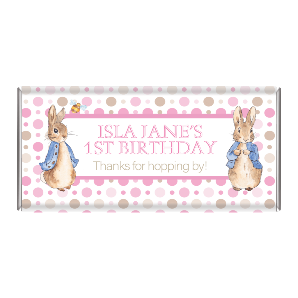 pink peter rabbit personalised mini cookies