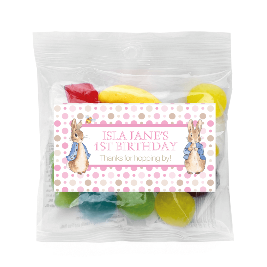 pink peter rabbit personalised mini cookies