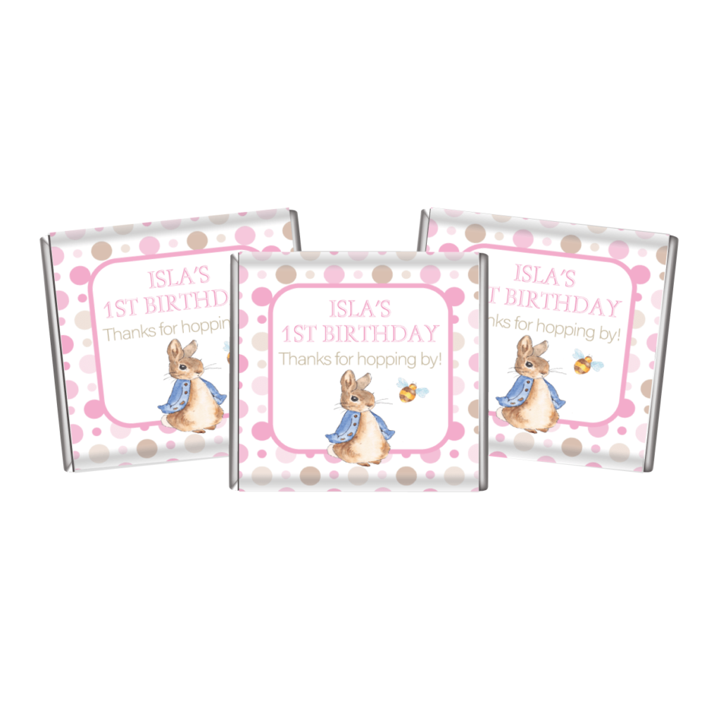 pink peter rabbit personalised mini cookies