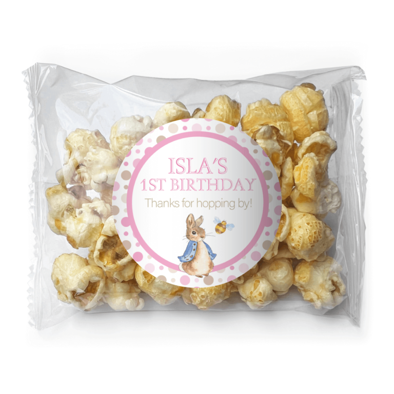 Peter Rabbit Pink Personalised Popcorn Bags
