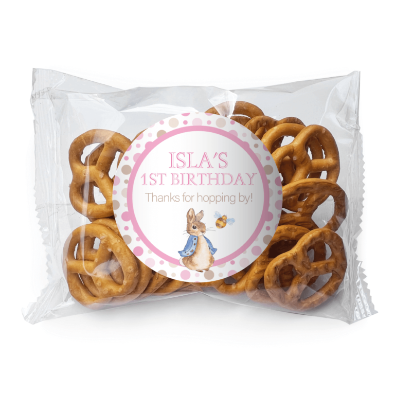 Pink Peter Rabbit Personalised Pretzel Bags