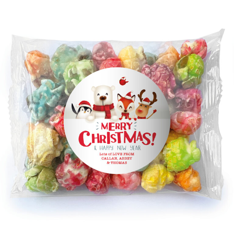 Christmas Cuties Personalised Rainbow Popcorn Bags