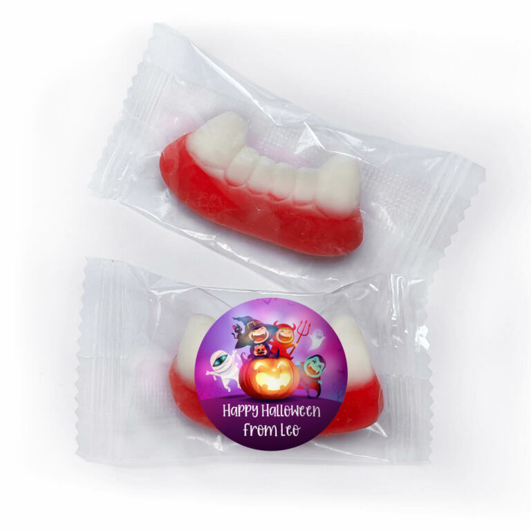 Spooky Halloween Personalised Vampire Fangs Gummy Lollies