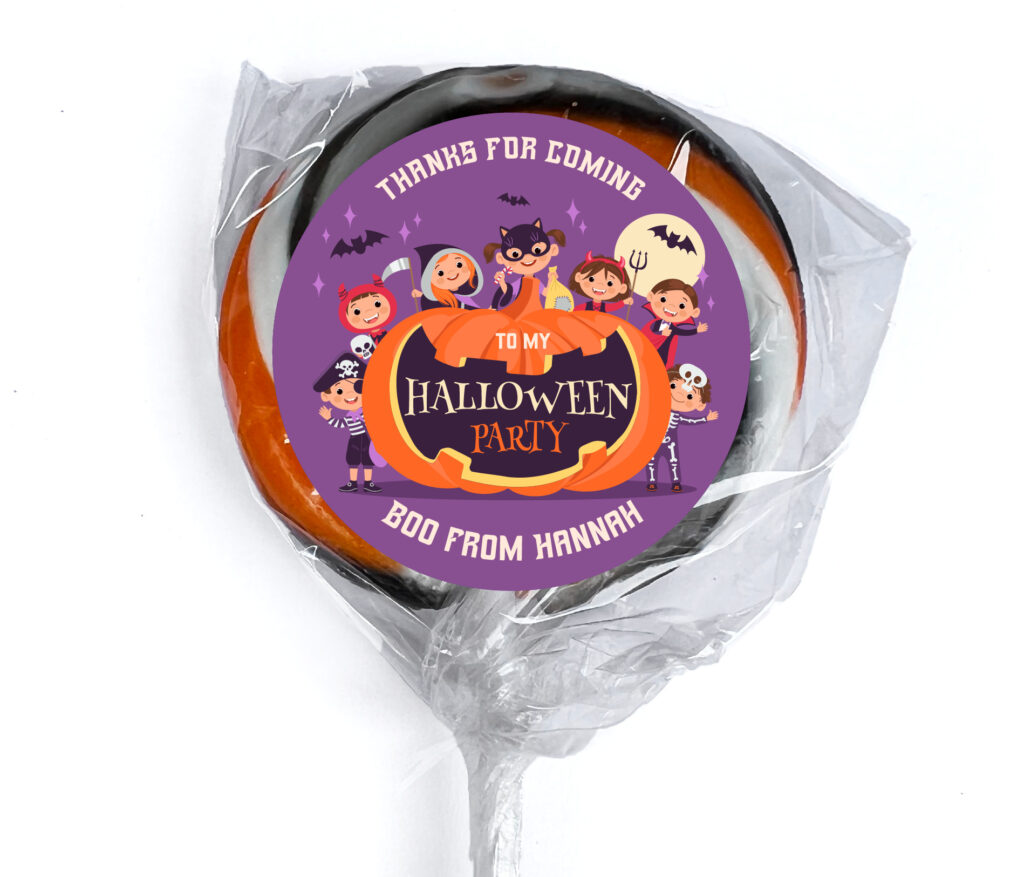 halloween purple personalised lollipops