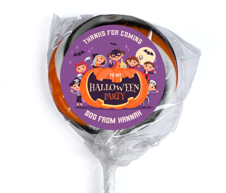Halloween Purple Party Personalised Lollipops