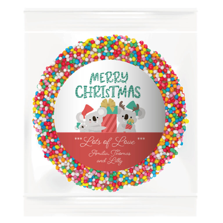 Christmas Koalas Personalised Giant Chocolate Freckle