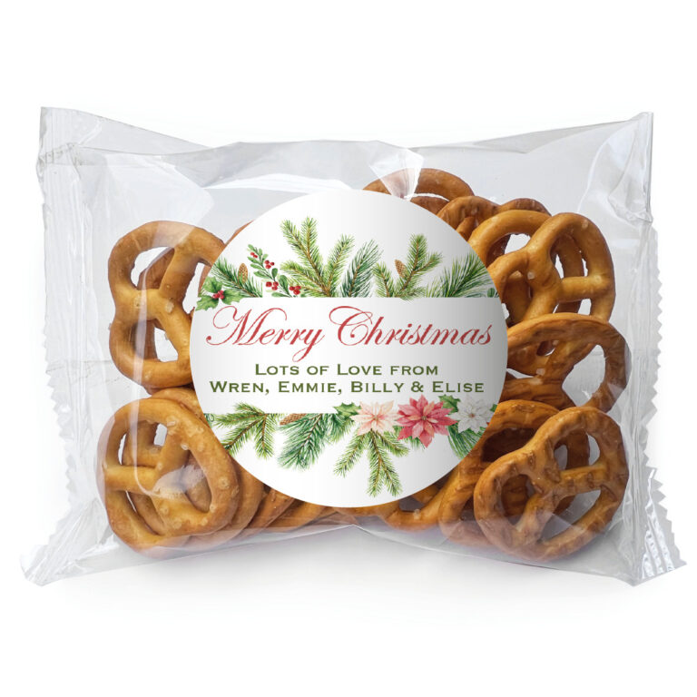 Watercolour Christmas Personalised Pretzel Bags