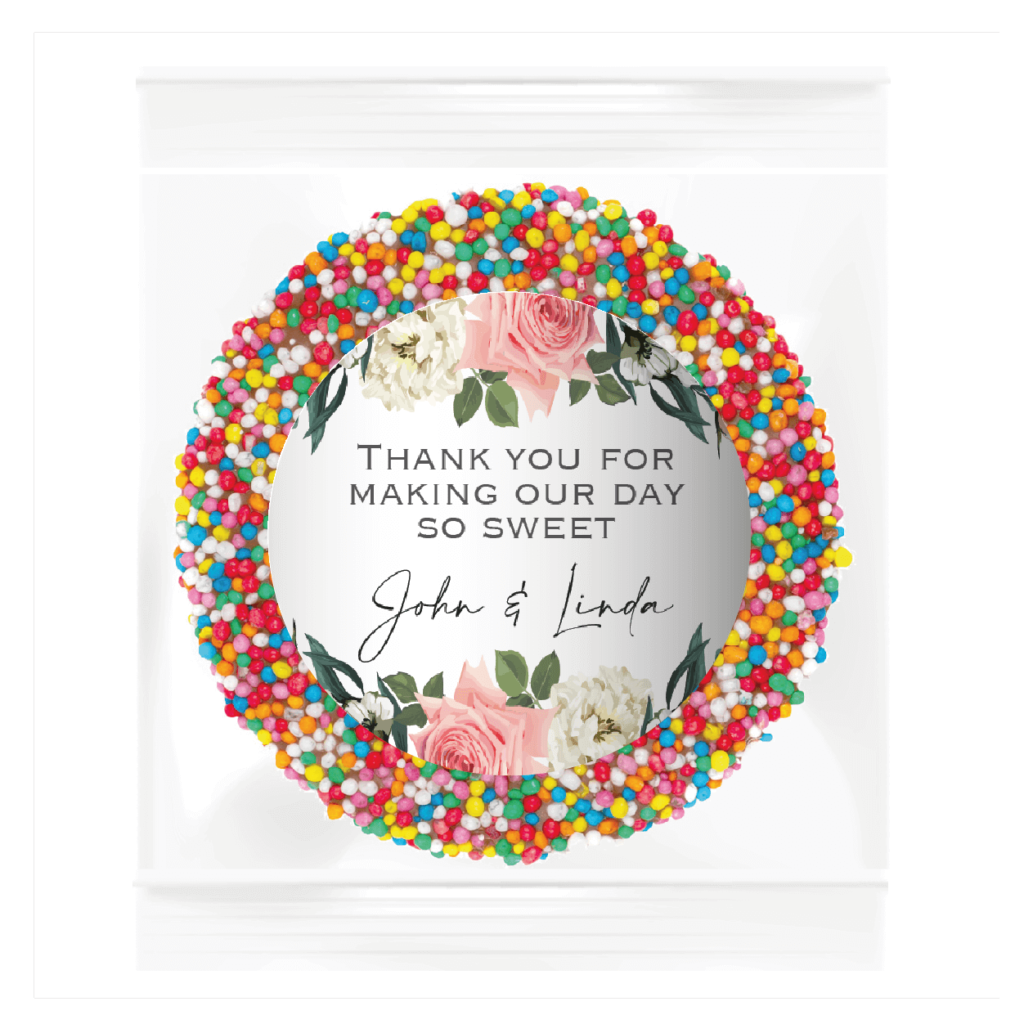 florals on white giant chocolate freckles