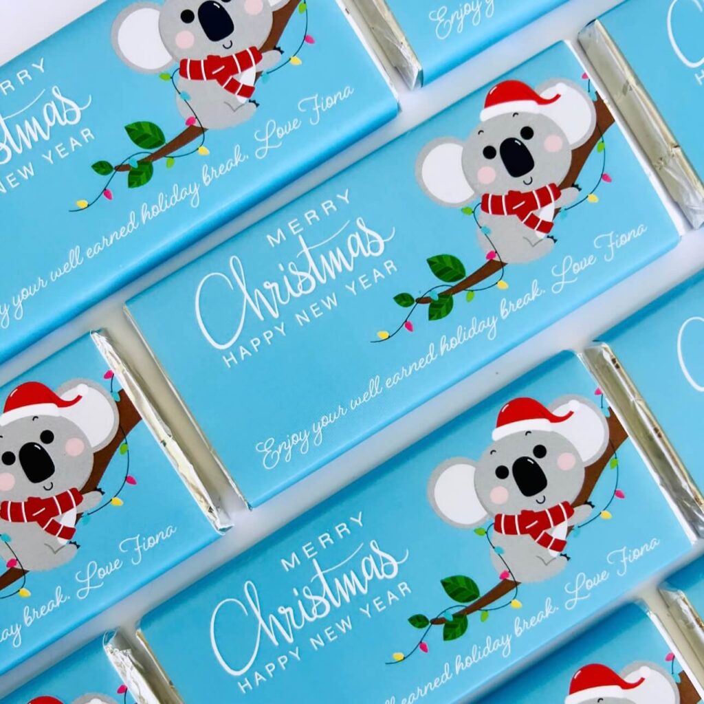 christmas koala personalised chocolate bars